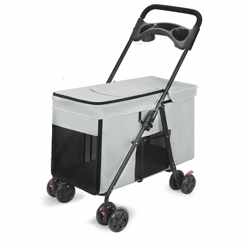 Cochecitos para mascotas para perros medianos y grandes, carrito de transporte grande plegable multifuncional para viajes al aire libre, cochecitos portátiles - imagen 5