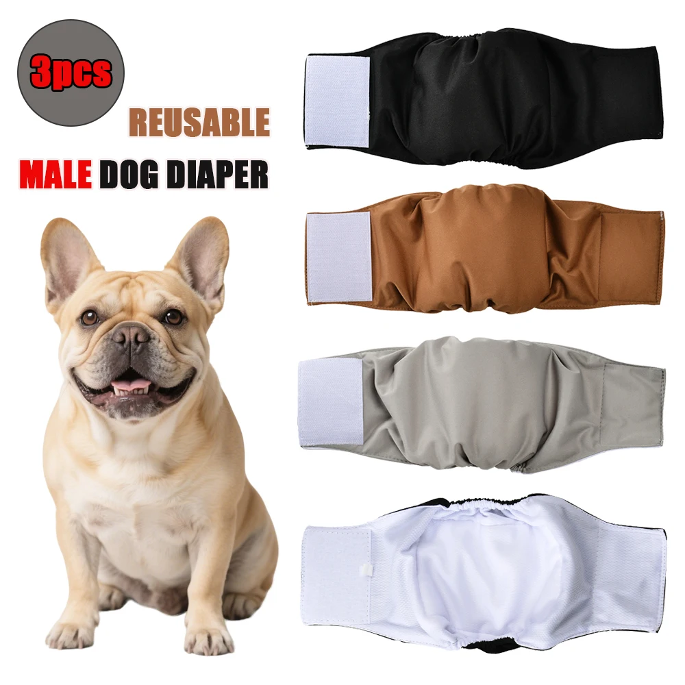 Pañales lavables para perros pequeños, bragas sanitarias reutilizables para mascotas, envoltura para el vientre, pañal a prueba de fugas para cachorros de alta absorción, 3 uds.
