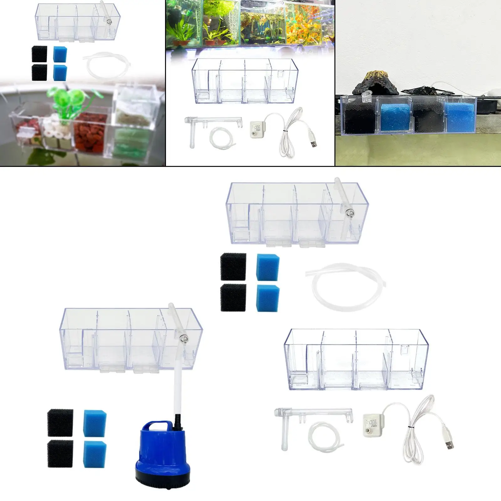 Fish Tank External Filter Box Filtration System Fish Tank Accessory, Lightweight Water Purifier, Aquarium Hang on Back Filter
