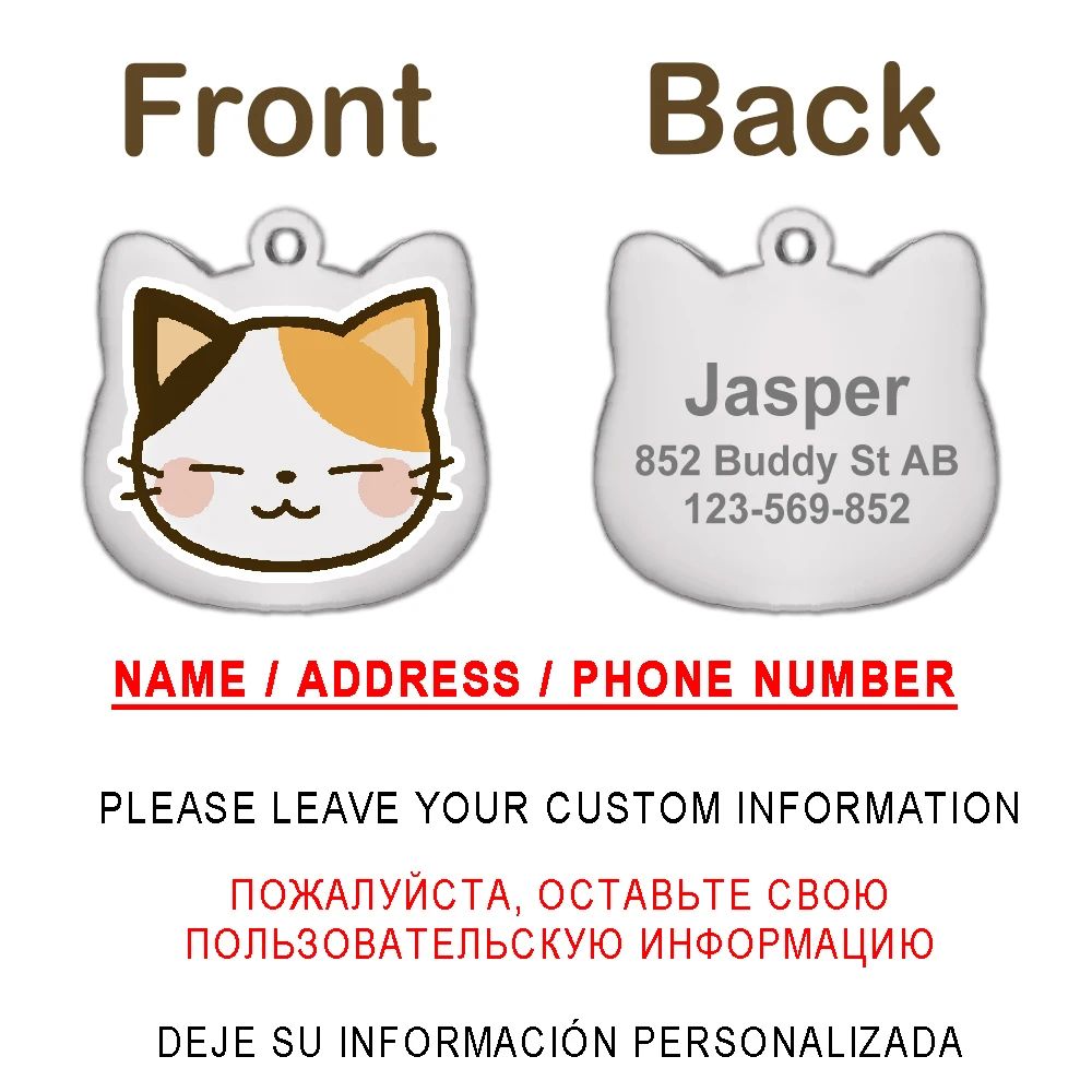 Etiquetas personalizadas de acero inoxidable para gatos grabado nombre - imagen 5
