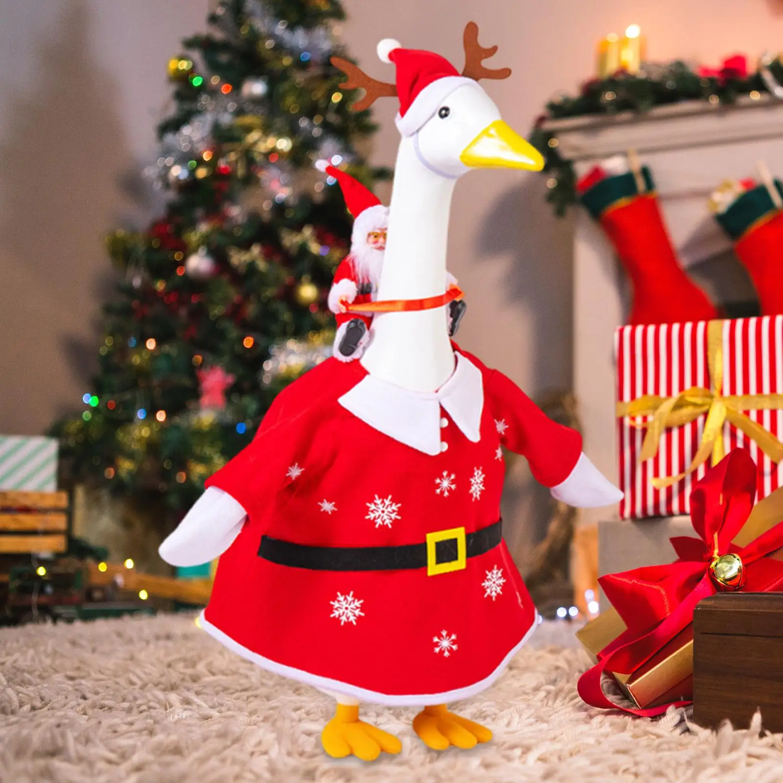 Christmas Porch Goose Outfit Porch Goose Statue Clothes Unique Lawn Art Decoration for Garden Spring Patio Outside Summer