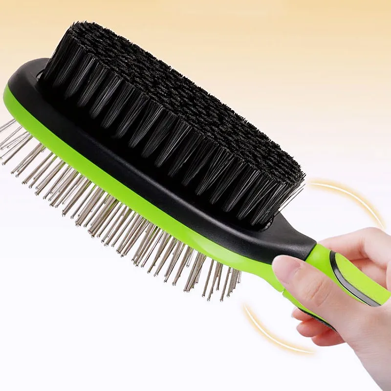 Cepillo para perros, peine de doble cara para perros, removedor de pelo para mascotas, cepillo de masaje para gatos, cepillos para el cuidado de perros, cepillos con mango cómodo para accesorios para mascotas - imagen 3