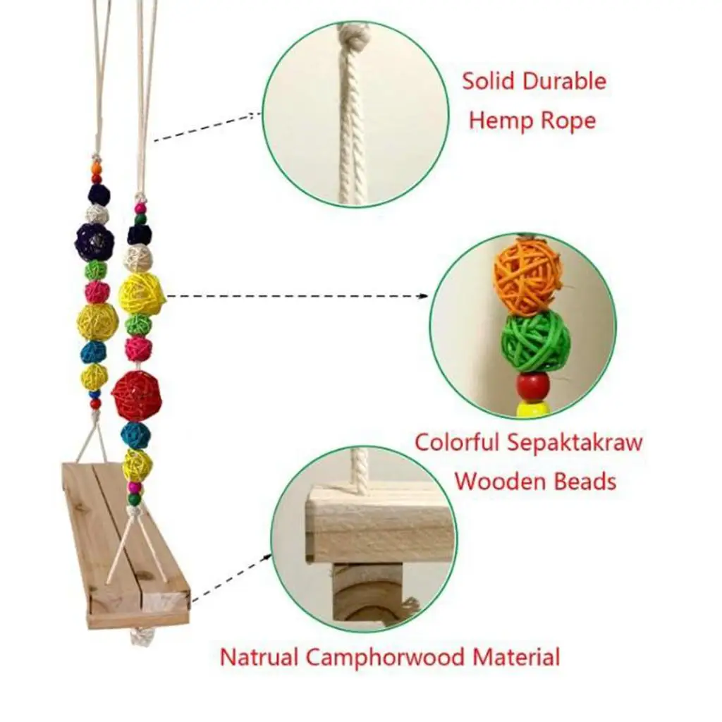 Pet Chicken Wood Swing Toys Natural Wooden for Hens Large Bird Parrot Parakeets