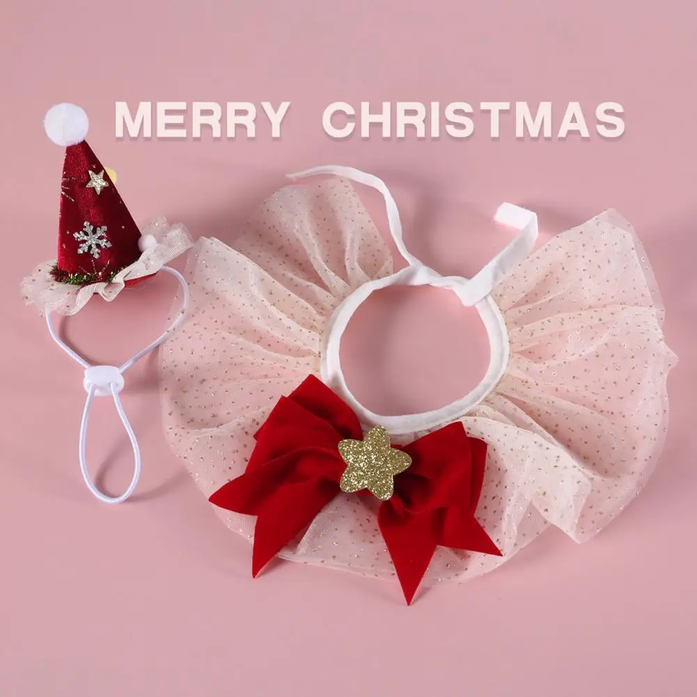 2 unids/set ropa de Navidad para mascotas diseño de Estilo Princesa ajuste fiestas de Navidad bufanda sombrero conjunto fiesta festiva traje para mascotas disfraz - imagen 3