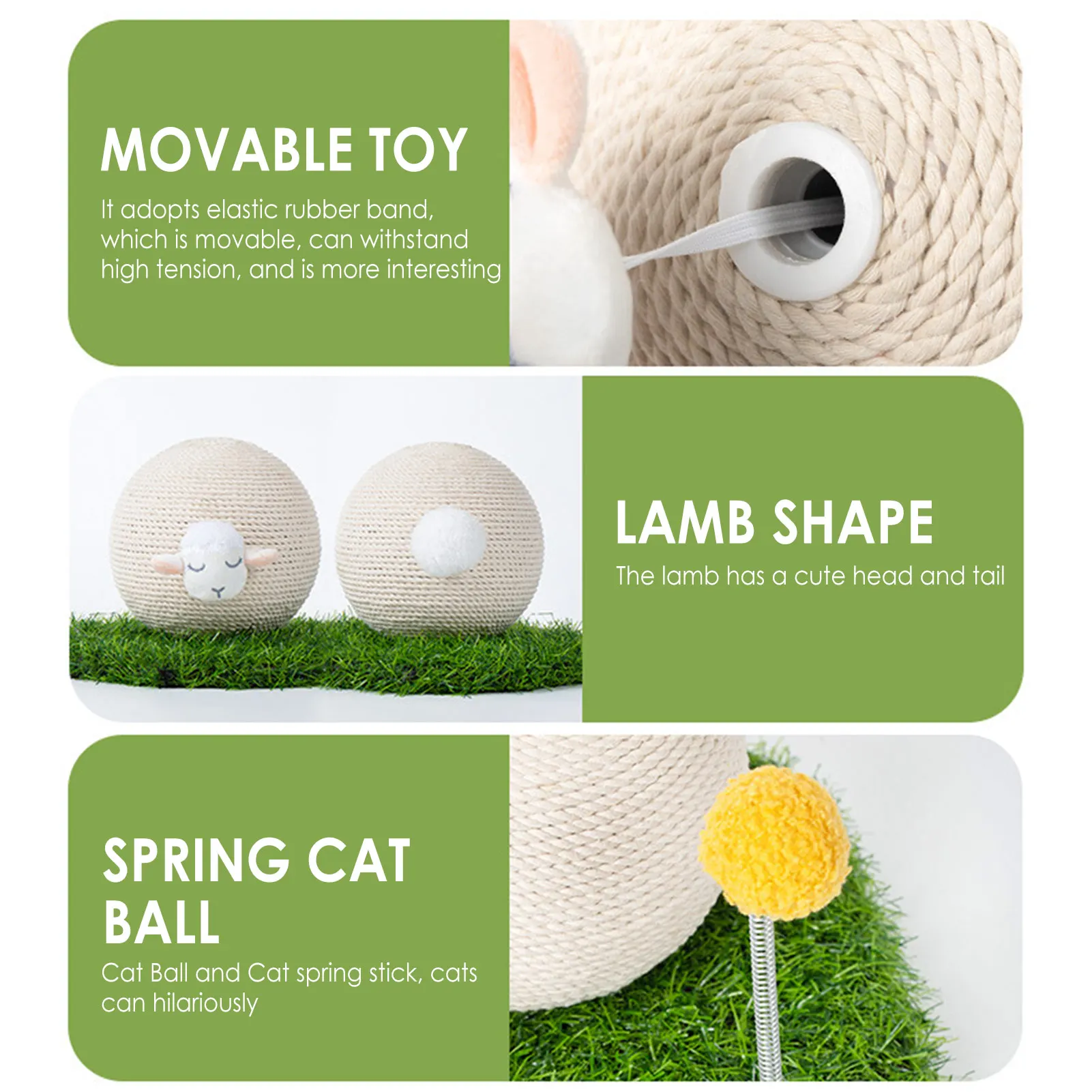 Rascador interactivo de juguete para gato, Bola de cuerda de Sisal, rascador para mascotas, rascador - imagen 5