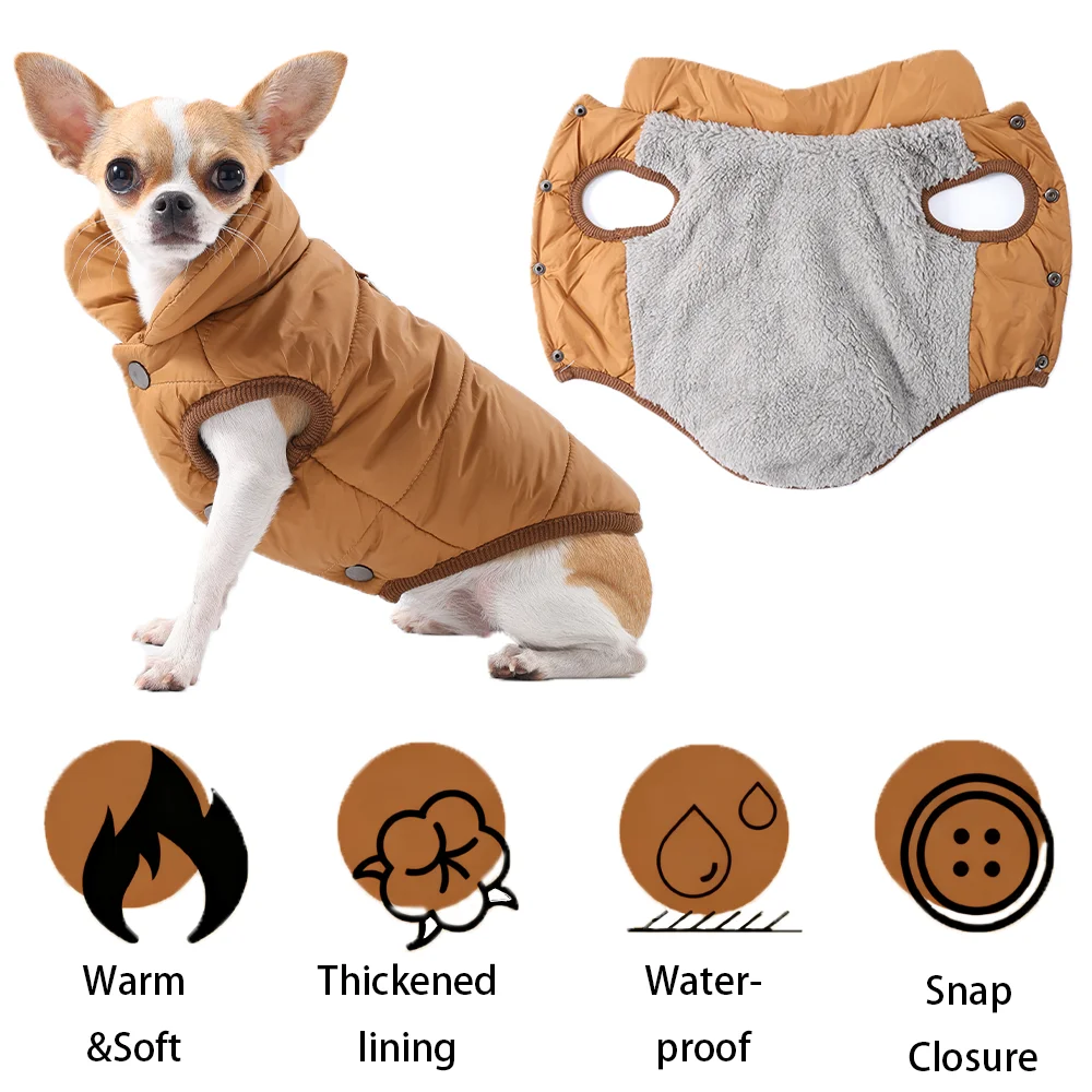 Chaqueta gruesa de lana para perro, abrigo cálido para invierno con anillo en D, trajes impermeables para mascotas para perros pequeños y medianos, Chihuahua - imagen 2