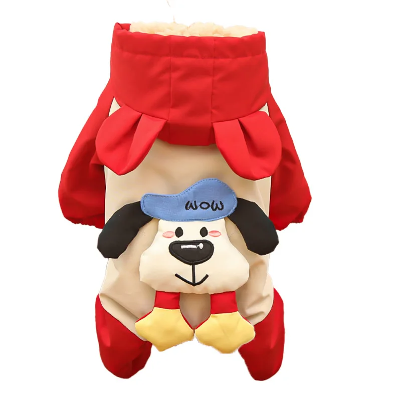 Abrigo de cuatro patas de felpa gruesa para nieve y invierno para mascotas, pantalones de cuatro patas con capucha para mascotas, ropa para cachorros, ropa para perros pequeños - imagen 5