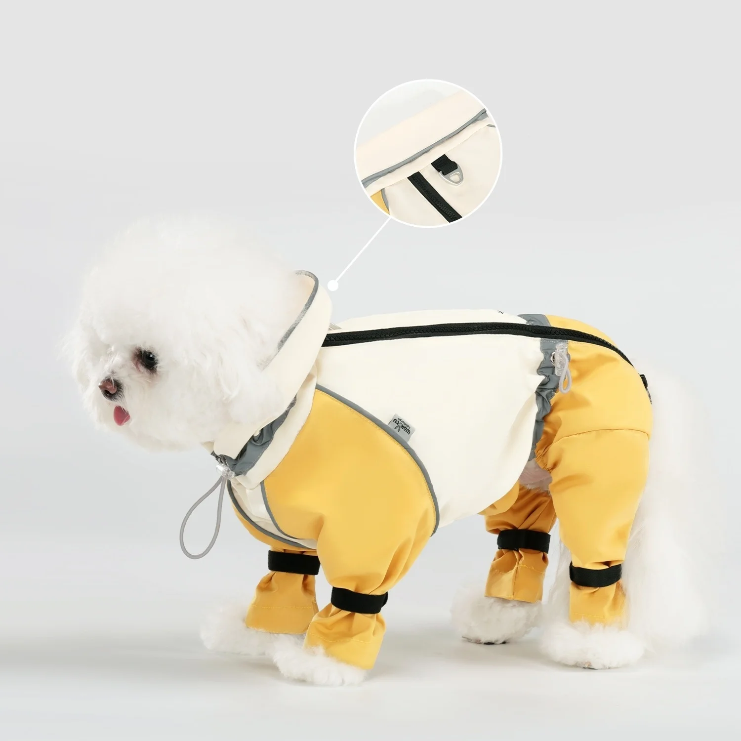 Primavera y verano Ropa para perros de raza pequeña Abrigo a prueba de viento de cuatro patas chaqueta impermeable para perros ropa para mascotas impermeable para perros amarillo - imagen 2