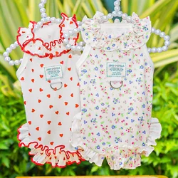 Vestido floral para perros y gatos – Ropa de verano ligera con volantes