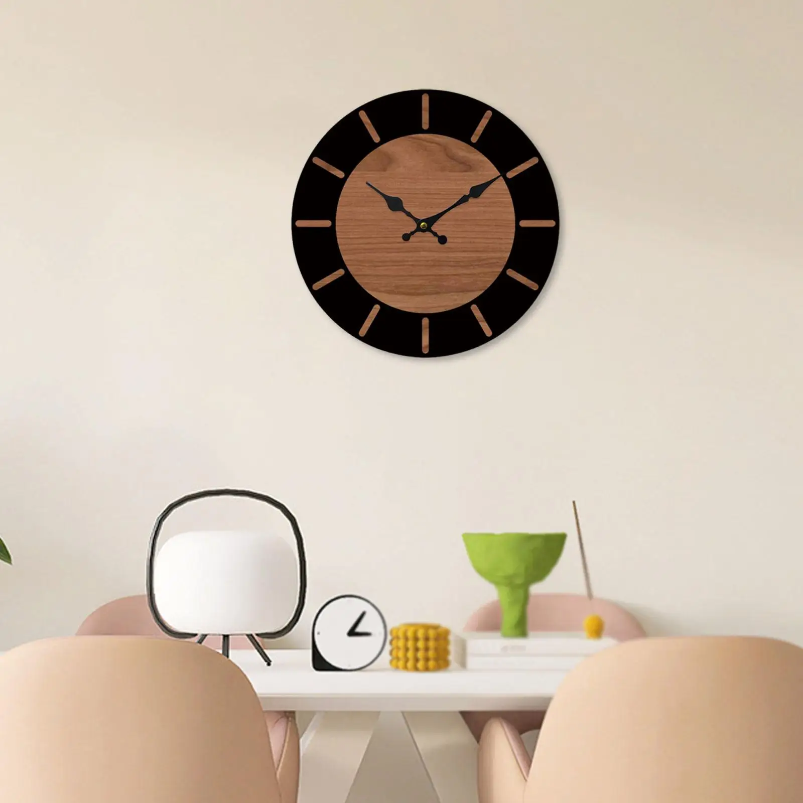 Reloj de pared artístico en madera sin tictac para decoración hogar