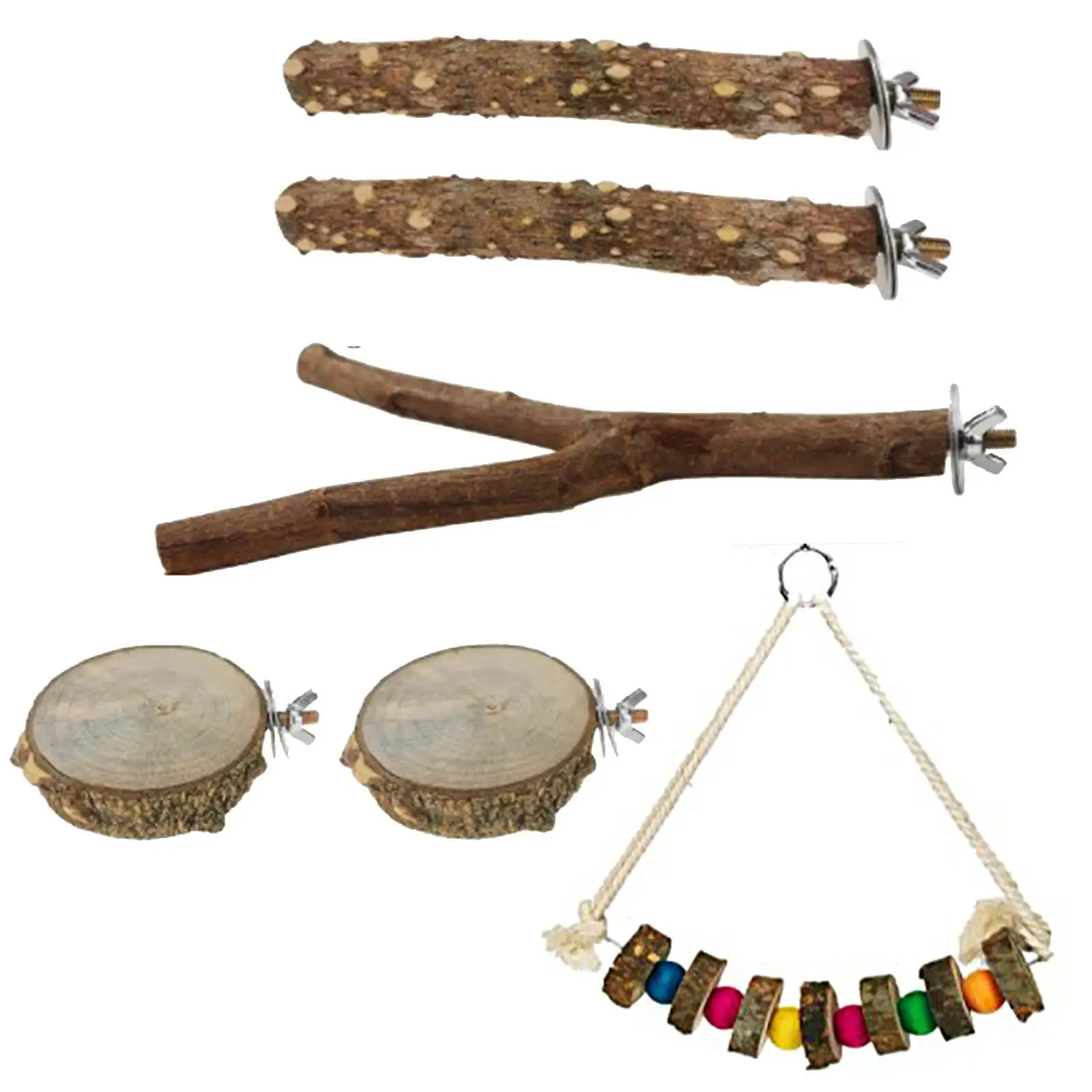 Large Parrot Toys Bird Branch Perch Climbing Playground Wood Stand Platform Bird