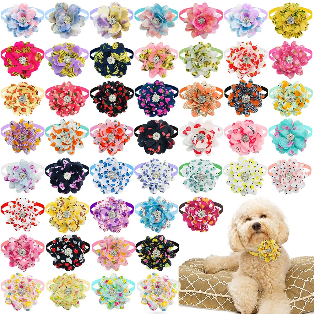 Pajarita de diamante de fruta de verano para perros, Collar de pajarita para gatos, productos de aseo para mascotas - imagen 2