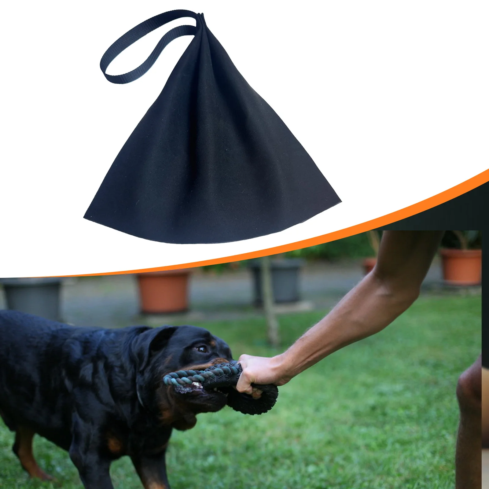 Juguete para morder perros con mango, trapo para morder de cuero PU, desarrollo de agarre para perros, juguete para morder para juegos de interior y exterior, suministros para mascotas - imagen 3