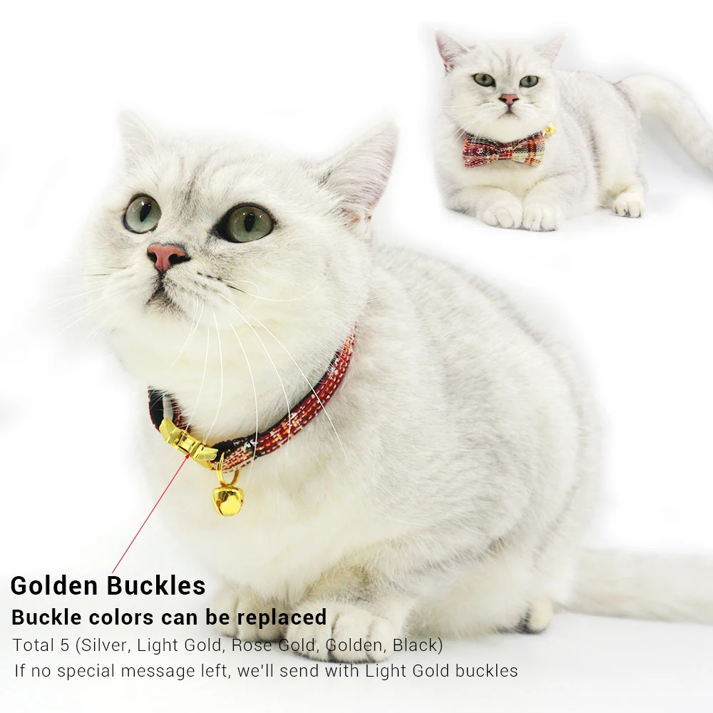 Cat Collar Christmas Personalzied Name Bow Tie Collar with Leash for Small Dog Anti-Lost Safety Dog Harness Holiday Pet Gift Set - imagen 4