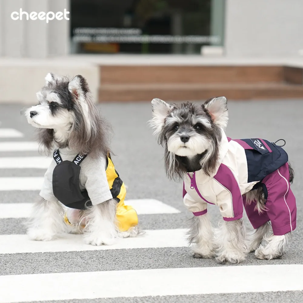 Pantalones con correa para perro, abrigo de dos piernas para primavera, abrigo Schnauzer a prueba de polvo para exteriores, abrigo de cuatro patas, ropa para cachorros pequeños - imagen 4