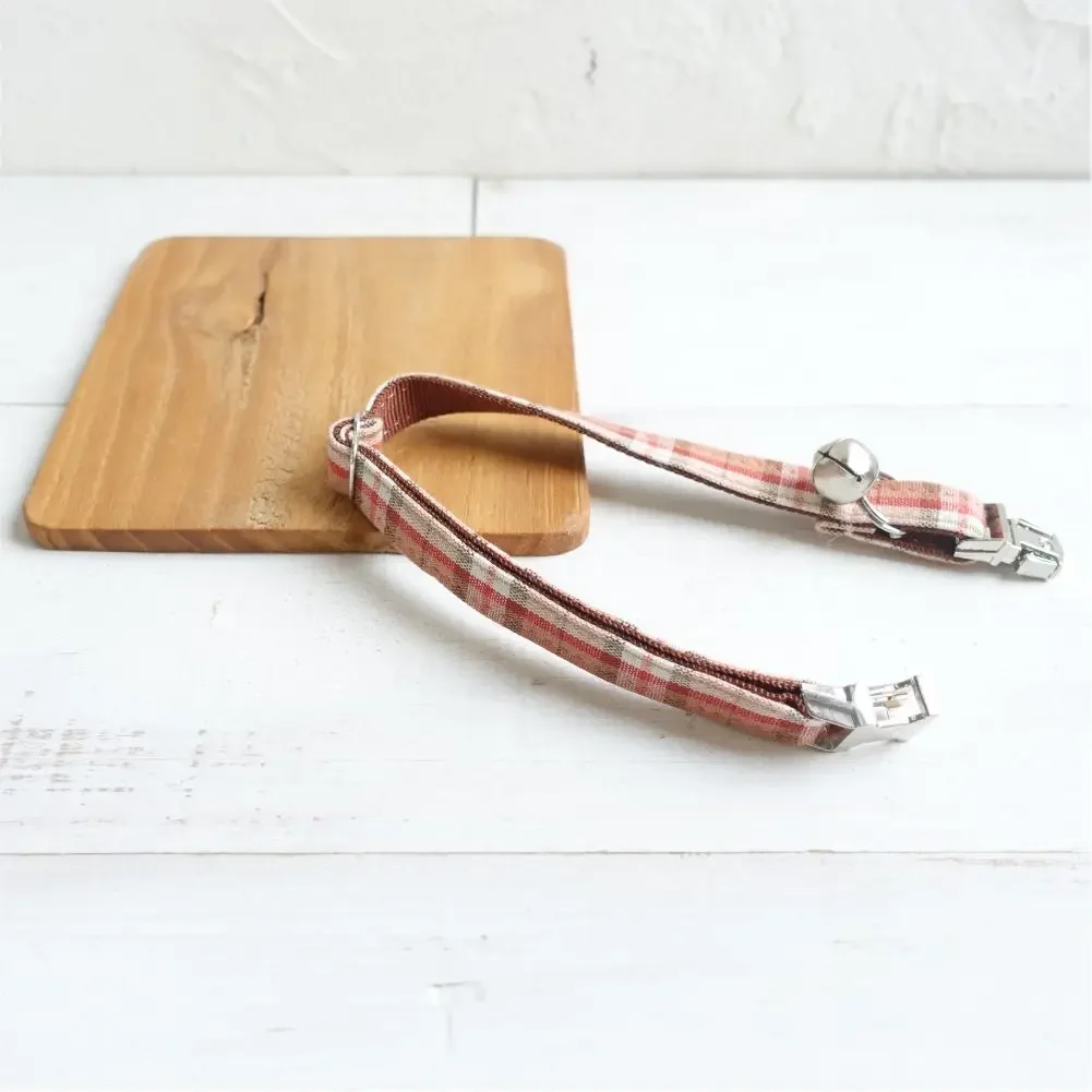 Collar de gato personalizado con grabado gratuito, correa para mascotas a juego, hebilla de Metal de contactos personalizados, Collar pequeño para mascotas a cuadros rojos - imagen 2