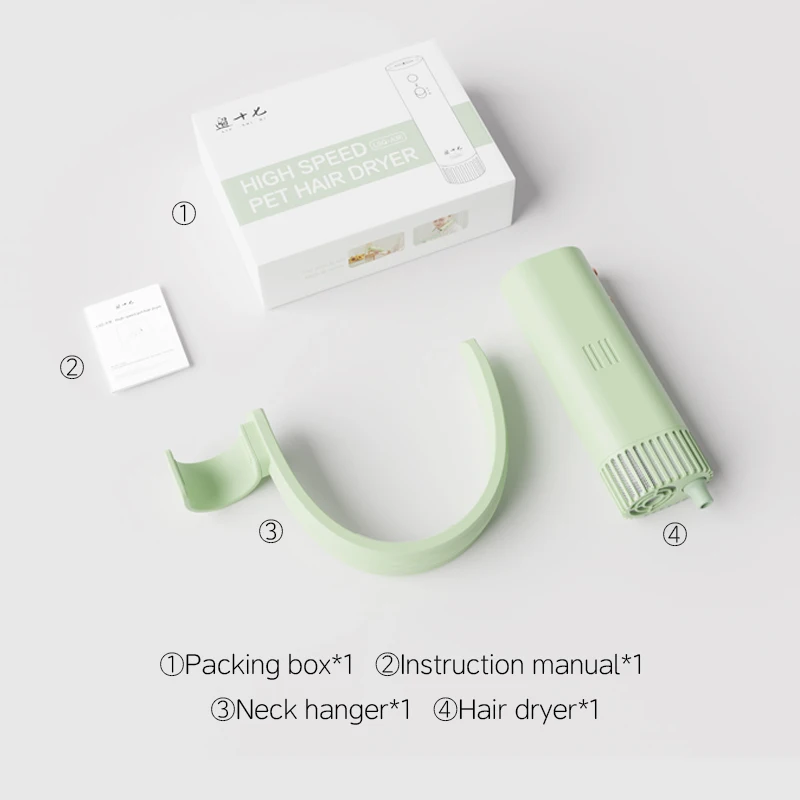 Secador de pelo para mascotas de alta potencia de edición europea, silencioso, para colgar en el cuello, máquina para tirar el pelo para el cuidado de perros, secado rápido, belleza - imagen 2