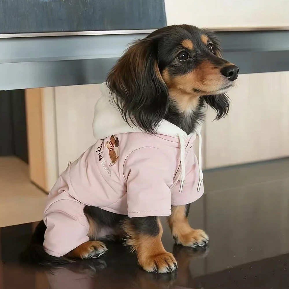 Sudadera forro polar cuatro patas con capucha perros Dachshund invierno - imagen 3