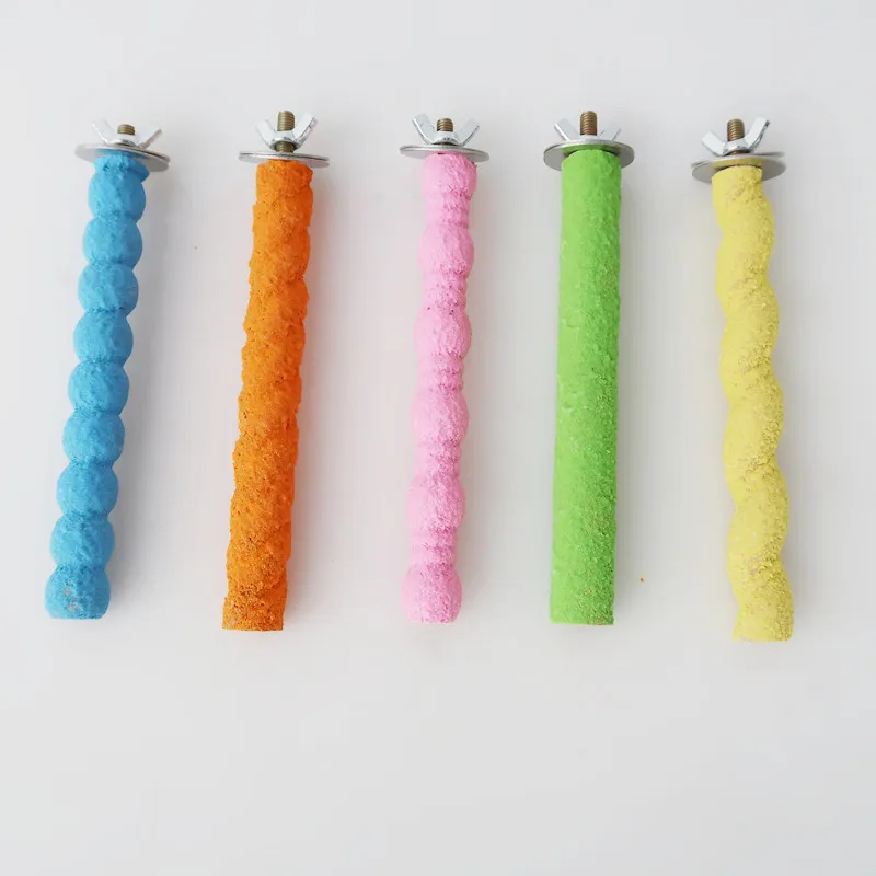 Barra de molienda de pico de garra de loro, palo de pie, soporte de percha para pájaros, juguete de madera, palo de molienda de pata de loro, accesorios para jaula de periquito, Juguetes - imagen 4
