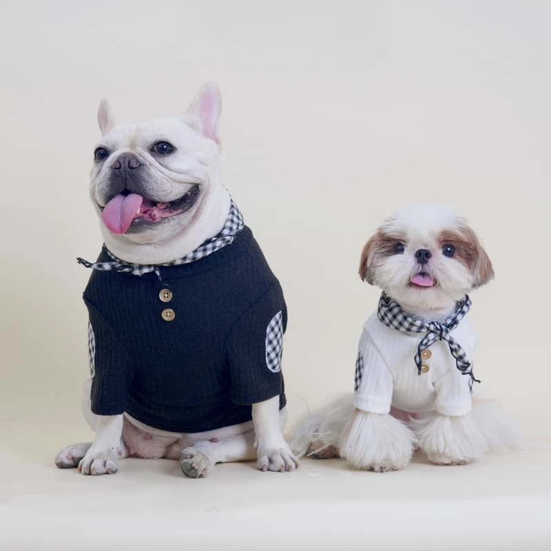 Sudadera con capucha a cuadros para mascotas, bufanda bonita, Schnauzer, Teddy, camisa Base para perros pequeños, ropa para perros pequeños, ropa para cachorros, otoño e invierno