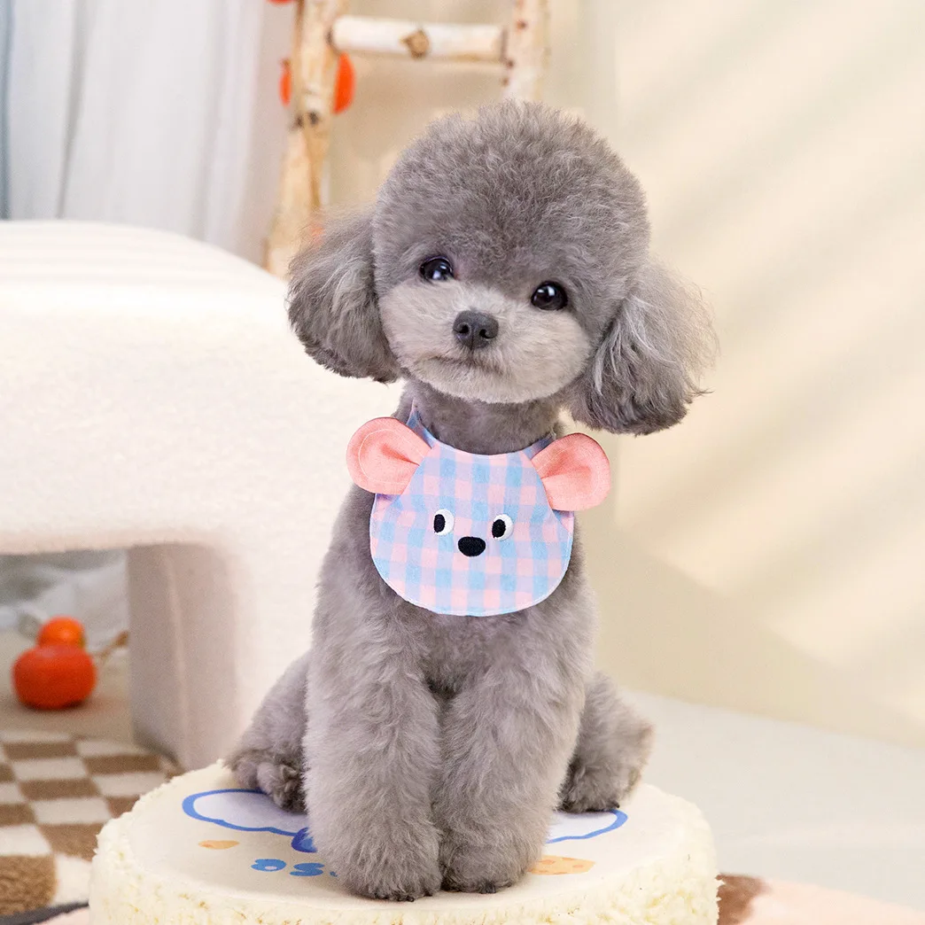 Baberos para mascotas, toalla para saliva, serie coreana INS, toalla para saliva bichon bordada a la moda, suministros para mascotas de peluche para perros pequeños - imagen 4