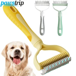 Removedor de pelo de mascotas de doble cara, cepillo para quitar el pelo de perros, peine anudado para cachorros, cepillo para el pelo para gatos, suministros de aseo para mascotas