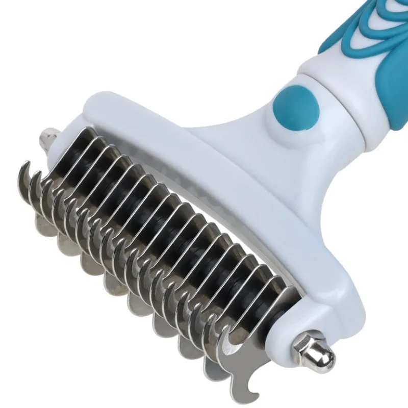 Cepillo para perros de acero inoxidable, removedor de pelo para perros, cuidado de mascotas, cepillo para gatos de doble cara, peines con apertura de nudos para limpieza de gatos, productos para mascotas - imagen 5