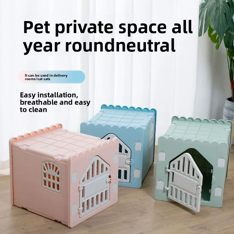 Nido para gatos, casa de plástico para mascotas, Universal, a prueba de lluvia, casa para gatos y gatitos, perrera interior semicerrada, sala de parto para mascotas - imagen 3