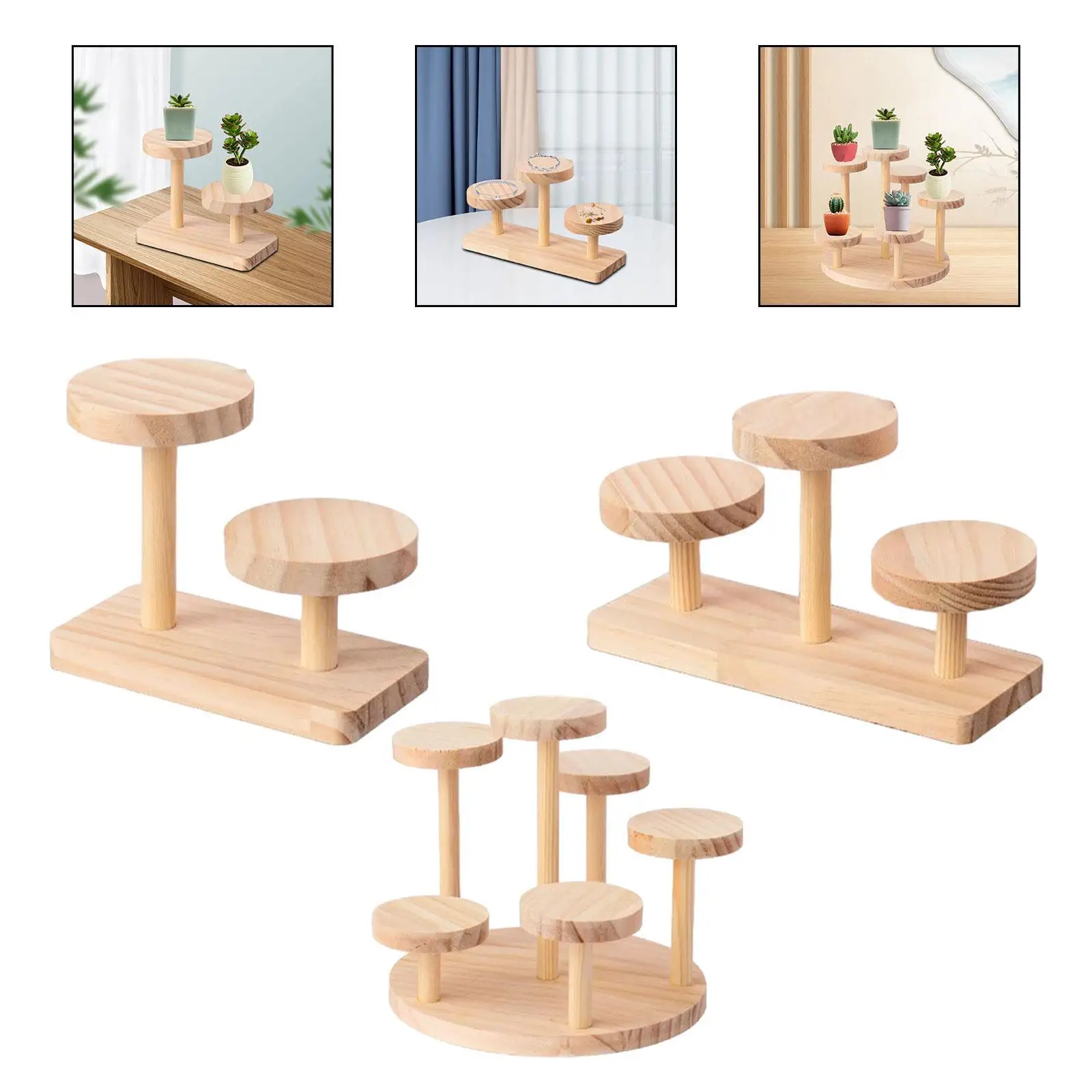 Wooden Display Rack Multi Layer Wooden Display Holder Shelf Rack Wood Organizer for Watch Desktop Glasses Countertop Jewelry