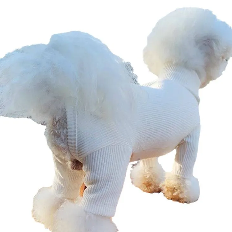 Bolsa para mascotas, mono para el vientre, suéter de oso, Schnauzer, camisa básica de cuello alto para otoño e invierno, pantalones informales de cuatro patas para cachorros - imagen 5