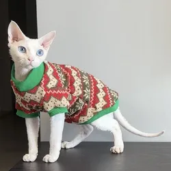 Suéter navideño para gato Sphynx - sudadera roja de invierno