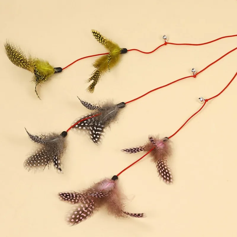 Juguete para gatos, palos de plumas para gatos, juguetes interactivos de doble pluma, palo de rompecabezas para gatos con campana, productos para mascotas - imagen 5