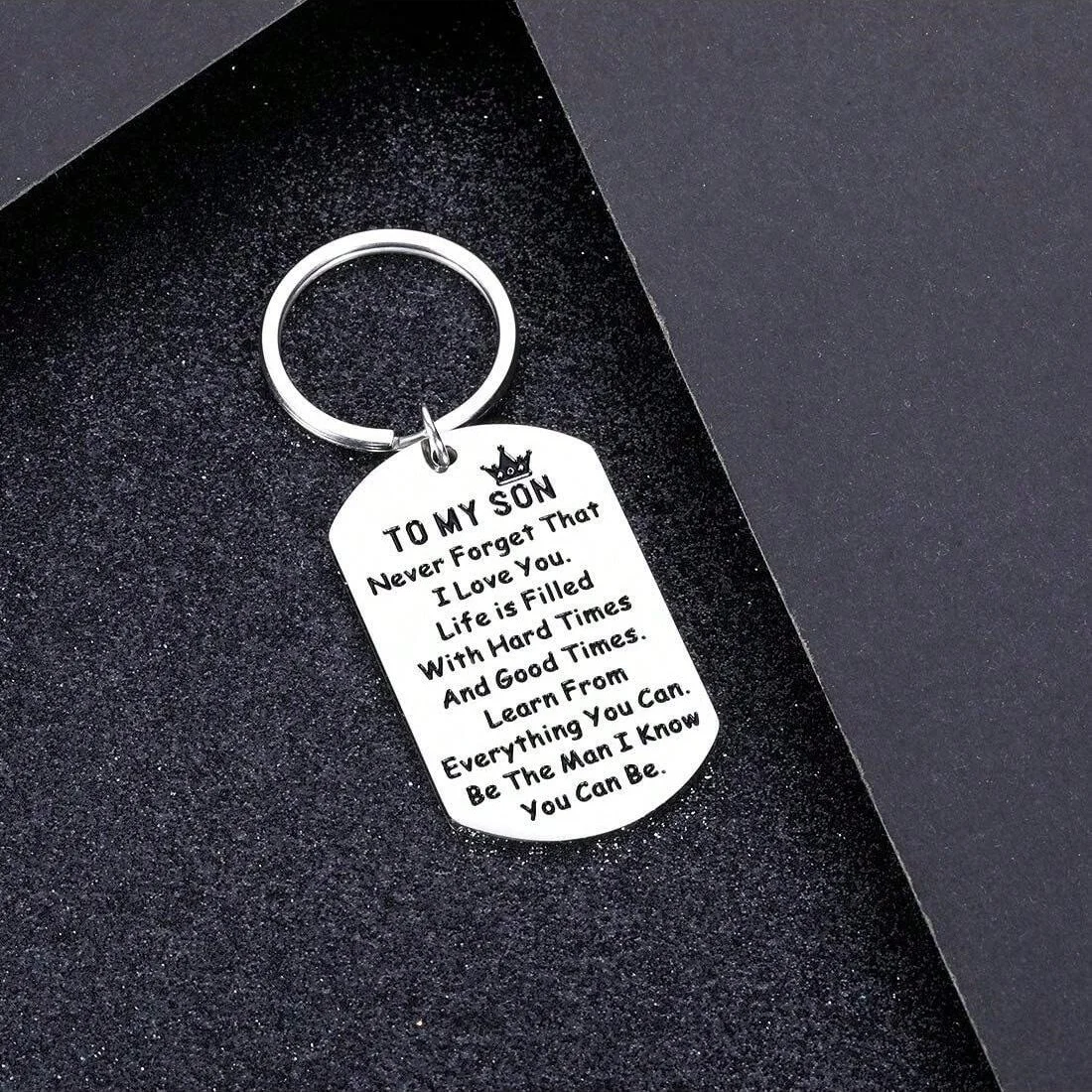 Llavero de estilo americano de acero inoxidable para la temporada de graduación, regalo inspirador para mi hijo nunca olvidar ese, 1 ud. - imagen 4