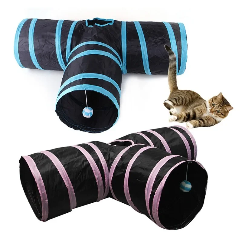 Túneles y tubos de conejito plegables de 3 vías, juguetes de actividad de animales pequeños para conejos enanos, conejillos de indias - imagen 5