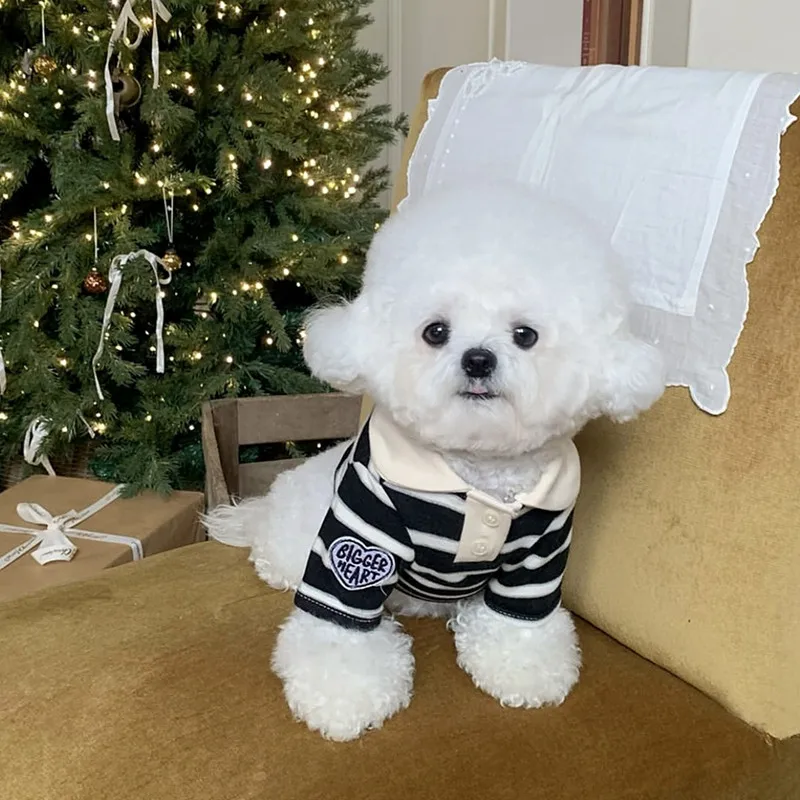 Camisa polo verano transpirable para perros Teddy gris rayas cachorros - imagen 5