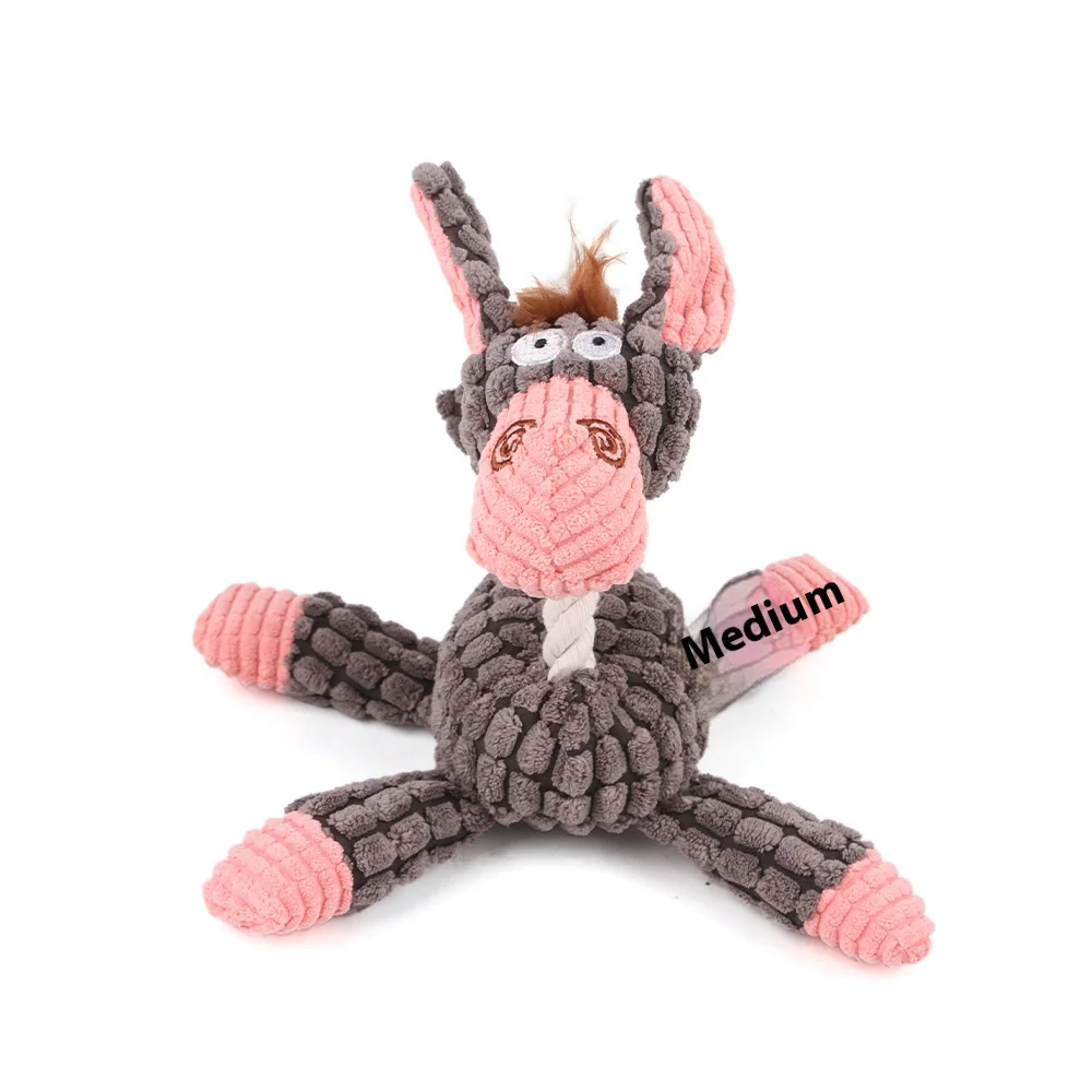 Cuerda de algodón para mascotas, juguete de peluche de burro, limpieza de dientes, granos de maíz, sonido interactivo, entrenamiento, juguete para perros - imagen 3
