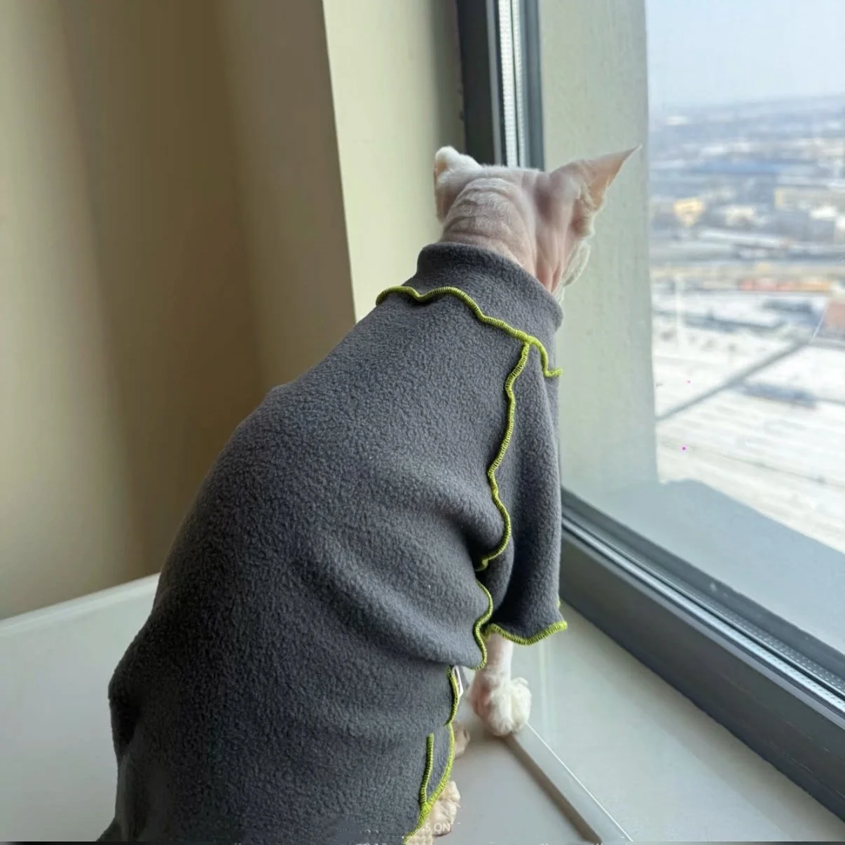 Abrigo polar gris manga larga para gato Sphynx suave y antimanchas - imagen 3