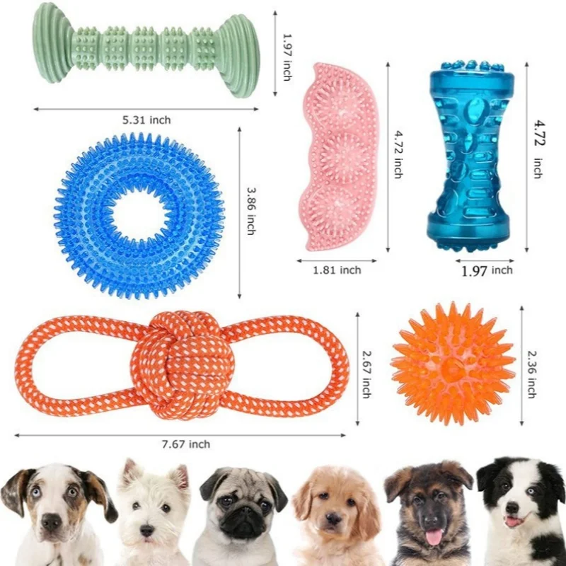 3/6 Uds. Juguete para mascotas resistente a las mordeduras, cepillo de dientes, hueso, juguete para perros resistente, juego interactivo para cachorros, juguete de goma para masticar para cachorros - imagen 2