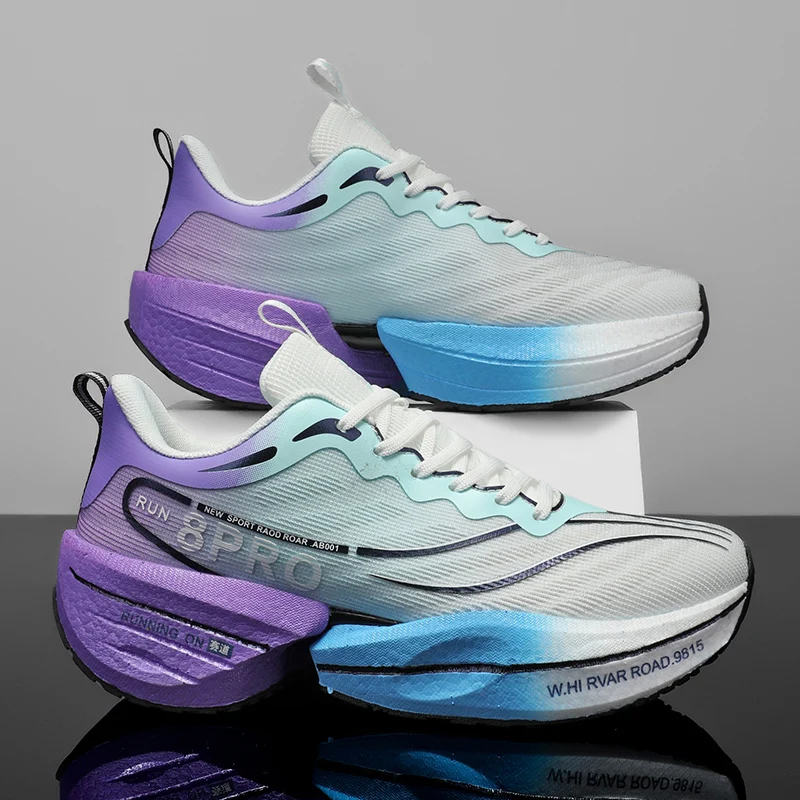 Zapatillas deportivas para correr con placa de carbono y cojín de aire para maratón, zapatillas deportivas transpirables y ligeras para mujer, cómodas zapatillas especiales antideslizantes