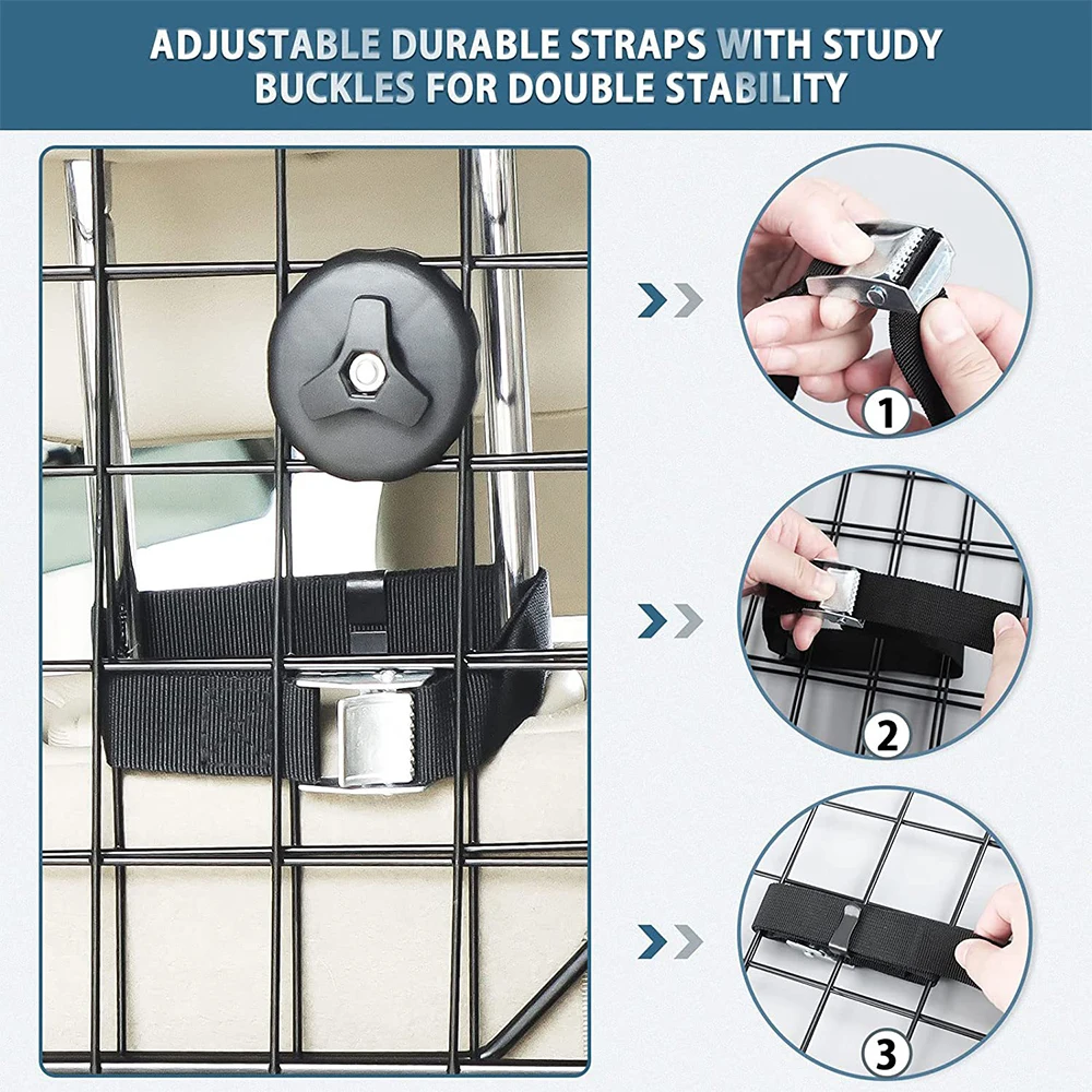 Barrera para vehículos SUV y perros, puerta divisora para mascotas para el área de carga del maletero, extensible para ajuste Universal, malla metálica plegable a prueba de óxido - imagen 4