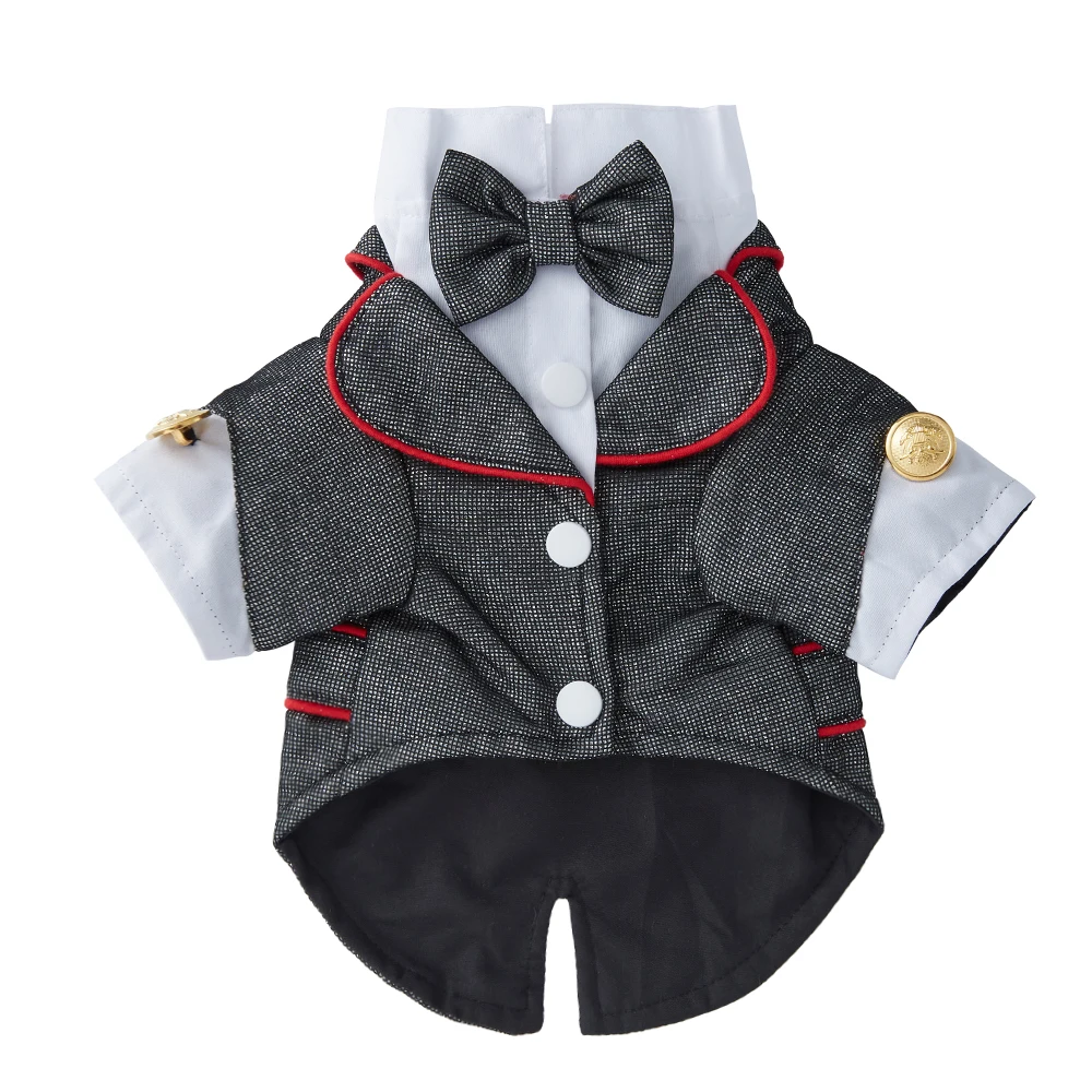 Camisa esmoquin a cuadros con moño para perros y gatos – Traje fiesta - imagen 3