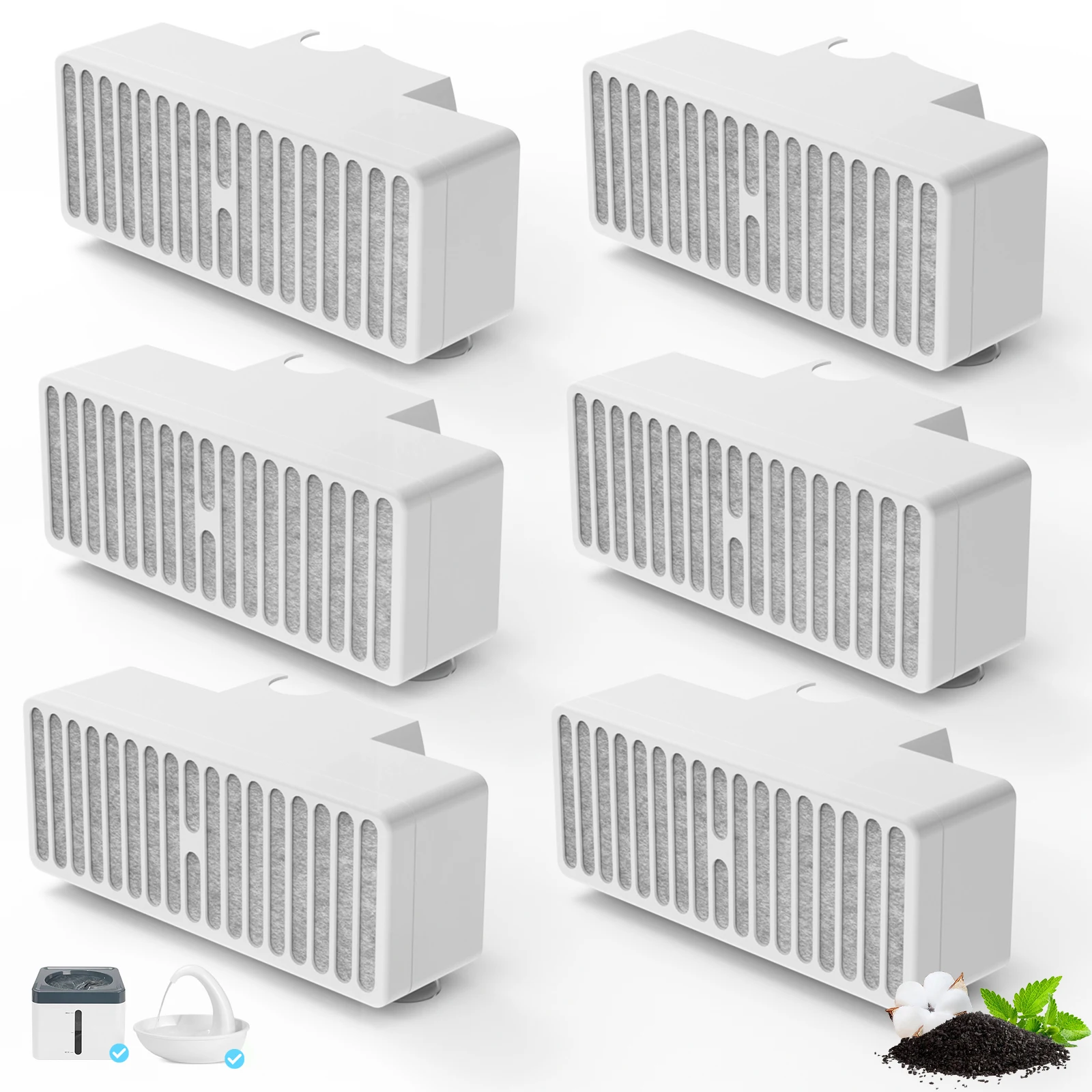 Paquete de 3/6 filtros de agua de repuesto en forma de T para fuentes Pioneer Pet Mini Vortex y Swan, purifica el agua - imagen 2