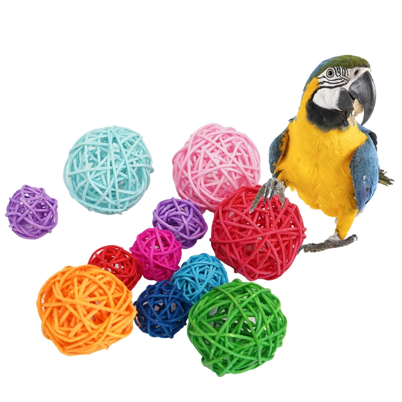 Juguetes para mascotas, juguetes para masticar, pelota de mimbre para pájaros, juguete para loros, periquitos, cacatúas, juguetes para masticar, jaulas para loros, 5 uds.