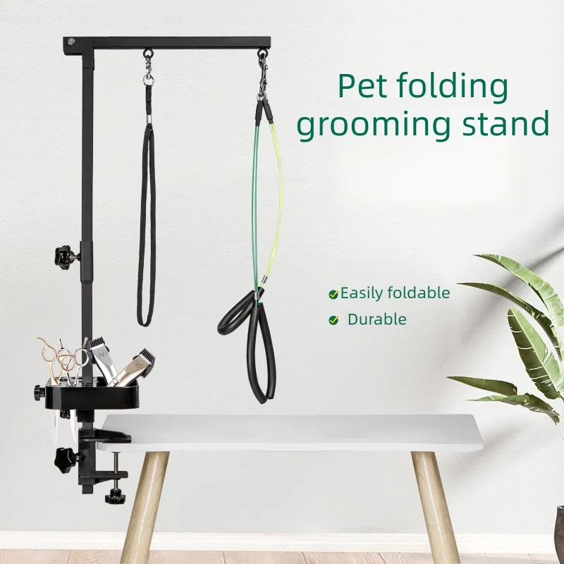 Soporte para mesa de peluquería canina en acero inoxidable