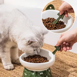 Comedero y bebedero de cerámica para gatos y perros con protección cervical