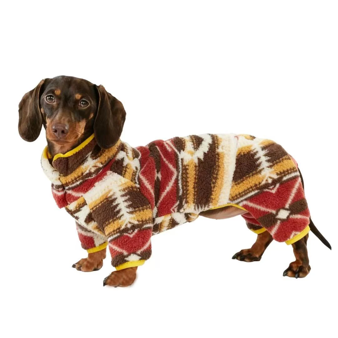 Cálido estilo bohemio de cachemira para perro Wiener, camiseta interior de manga larga de 4 patas para perros salchicha, ropa de descanso de cuello alto para perros de tejón