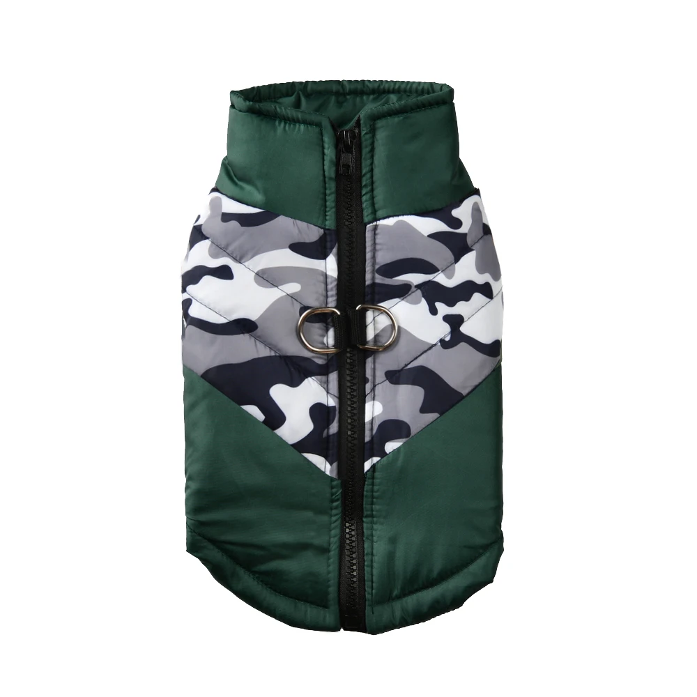 Ropa de invierno para mascotas, chaqueta cálida a prueba de viento para perros pequeños y medianos, trajes con estampado de camuflaje para gatos, disfraz de Pug Chihuahua - imagen 2