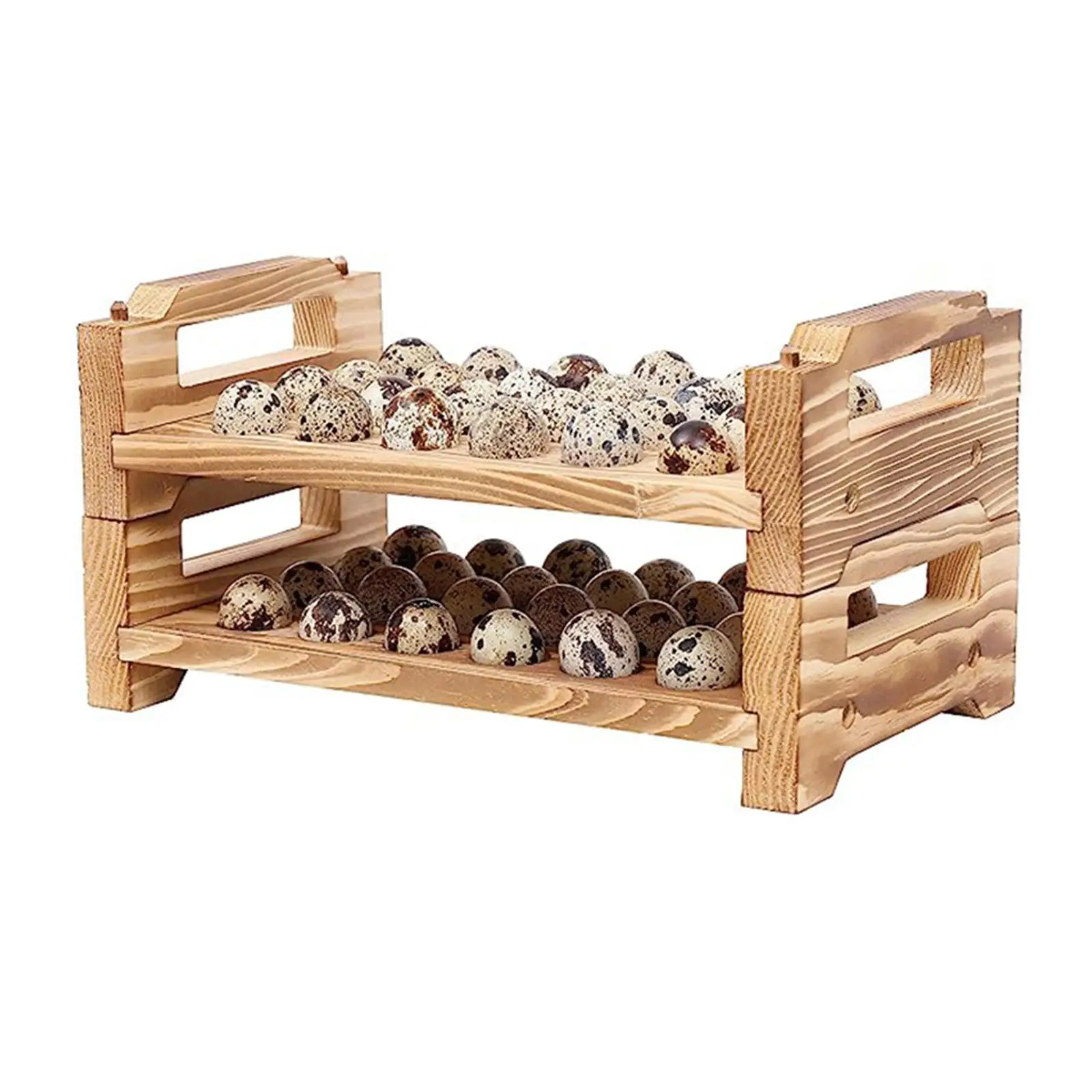 Bandeja de almacenamiento de huevos de madera, organizador de almacenamiento portátil con 24 ranuras, clasificador de huevos de codorniz para restaurante, despensa para el hogar, refrigerador, 2 uds. - imagen 2