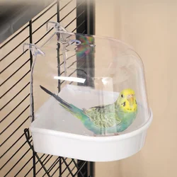 1 Uds. Cubo de baño colgante para pájaros, loros, bañera, caja de ducha, jaula, accesorio para pájaro pequeño, canario, periquito, cacatúa, Lovebird ﻿