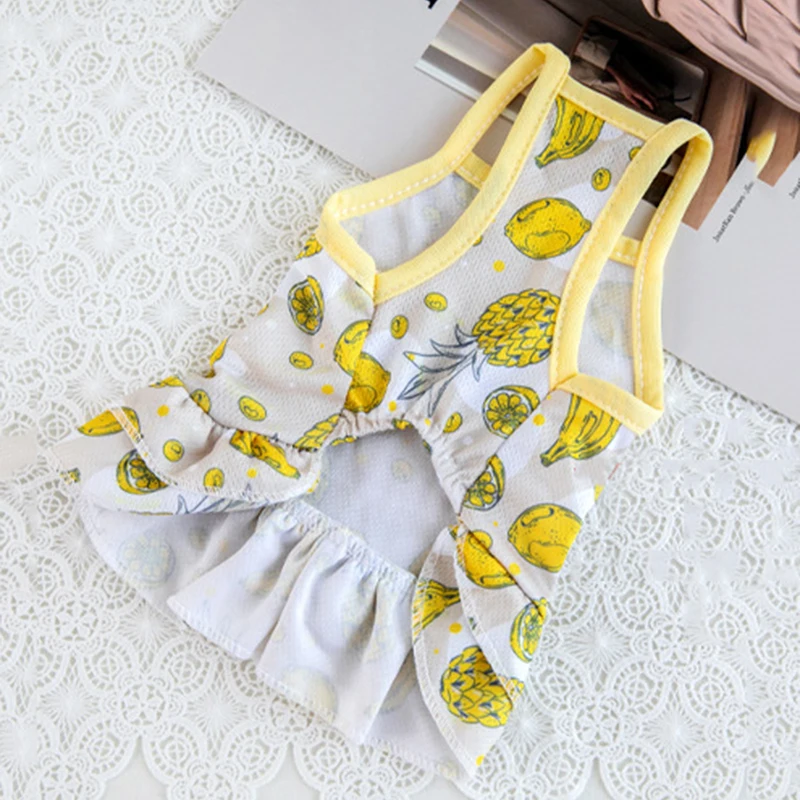 Ropa transpirable de verano para mascotas, vestido de fresa y plátano para gatos, faldas para cachorros y gatitos, ropa de princesa Sphynx para gatos - imagen 2